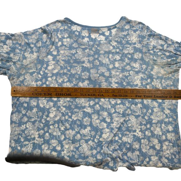 Avenue Plus Size Sheer Floral Popover Blouse Top Plus Size 30/32 3/4 Sleeves - Picture 10 of 13